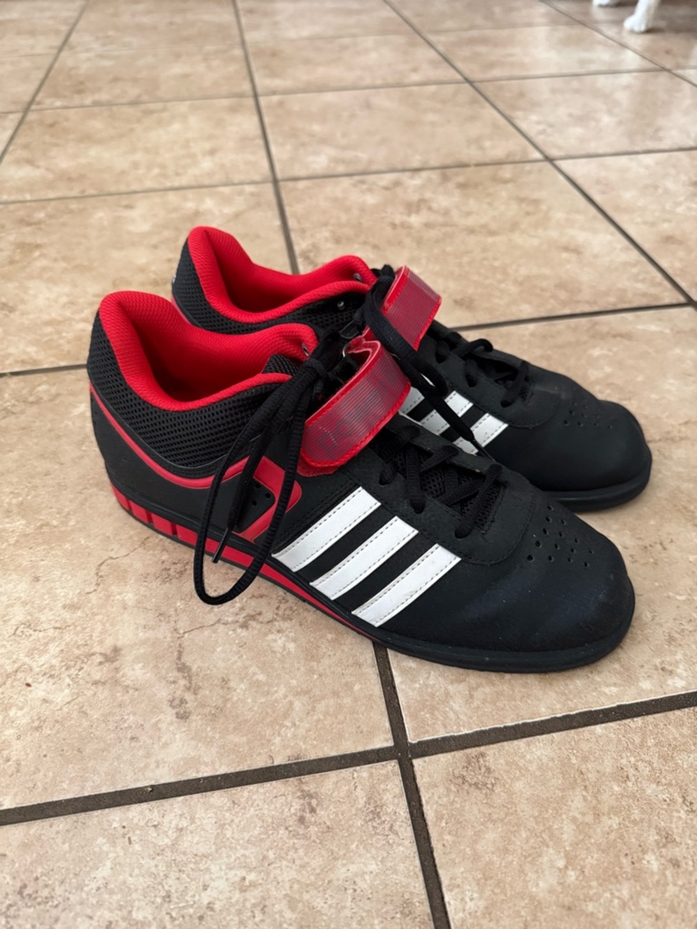 Men’s Adidas Powerlift 2.0 Weightlifting Shoes - Red and Black - 9